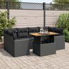 vidaXL Garden Sofa Set Black PE Rattan Large Adjustable Armrests
