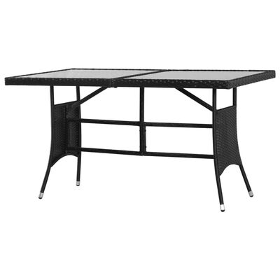 vidaXL Patio Table Black 55.1"x31.5"x29.1"Poly Rattan