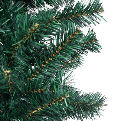 vidaXL Slim Artificial Pre-lit Christmas Tree with Stand Green 70.9" PVC