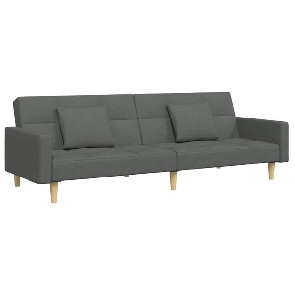 vidaXL Sofa Bed Dark Grey Polyester Fabric 2-seater