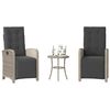 vidaXL 3 Piece Bistro Set with Cushions Light Gray Poly Rattan