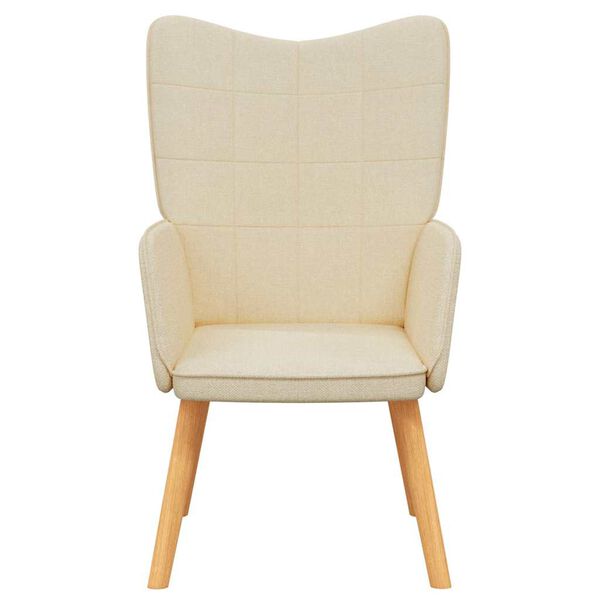 vidaXL Relaxing Chair Cream Polyester fabric, rubber wood, steel Standard