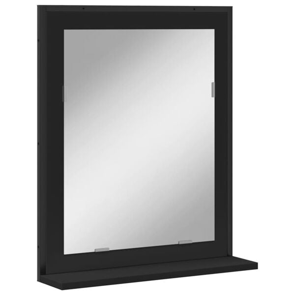 vidaXL Bathroom Mirror Black Engineered wood, Powder-coated steel, Glass