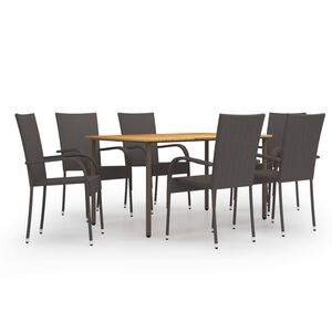 vidaXL Dining Set Brown Solid Acacia Wood Large Dining Set Rectangular