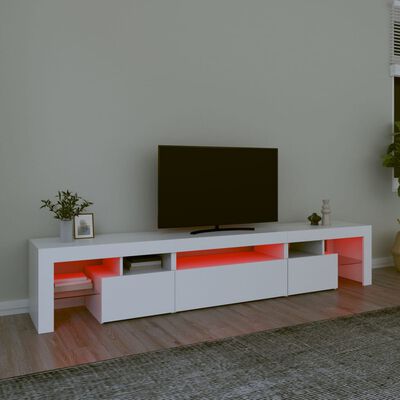 vidaXL TV Stand with LED Lights White 84.6"x14.4"x15.7"