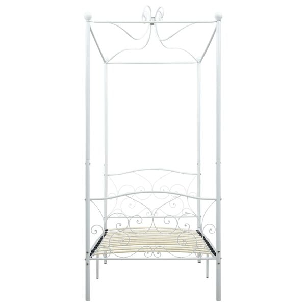 vidaXL Bed Frame White Metal Single Tough Bed Frame Rectangular