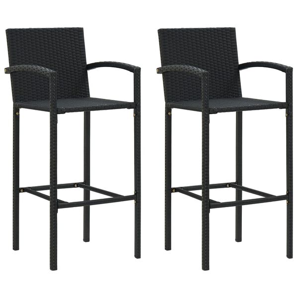 vidaXL Garden Bar Set Black PE rattan, Powder-Coated Steel Standard