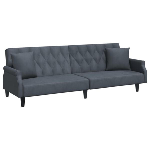 vidaXL Sofa Bed Dark Grey Velvet (100% polyester), Plywood Medium