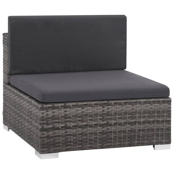 vidaXL Sofa Set Grey Polyethylene Rattan 6 Piece Set Modular