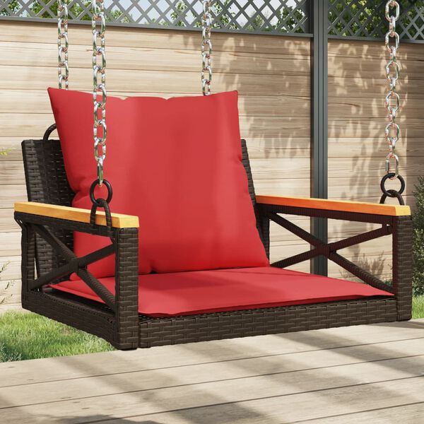 vidaXL Patio Swing Bench Brown, Red