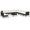 vidaXL Garden Lounge Set Black and Cream White