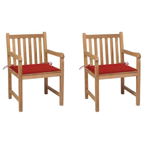 vidaXL Garden Chair Set of 2 Natural wood Fine sanded teak hardwood