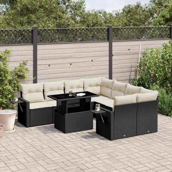 vidaXL Garden Sofa Set Black PE rattan Large Modular Garden Sofa Set