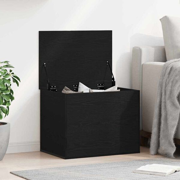 vidaXL Storage Box Black oak 23.62 x 16.54 x 18.11 in Engineered Wood
