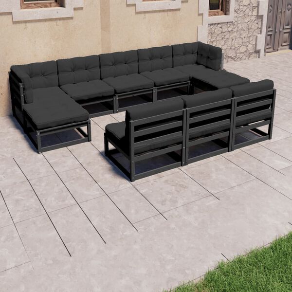 vidaXL Garden Lounge Set Black, Anthracite