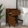 vidaXL Bedside Cabinet Set of 2 Brown Oak Engineered Wood, Metal Medium