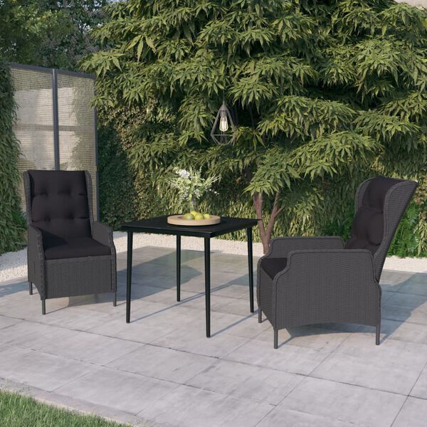 vidaXL Garden Dining Set Dark Grey Powder-Coated Steel Compact