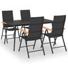 vidaXL 5 Piece Patio Dining Set Black and Brown