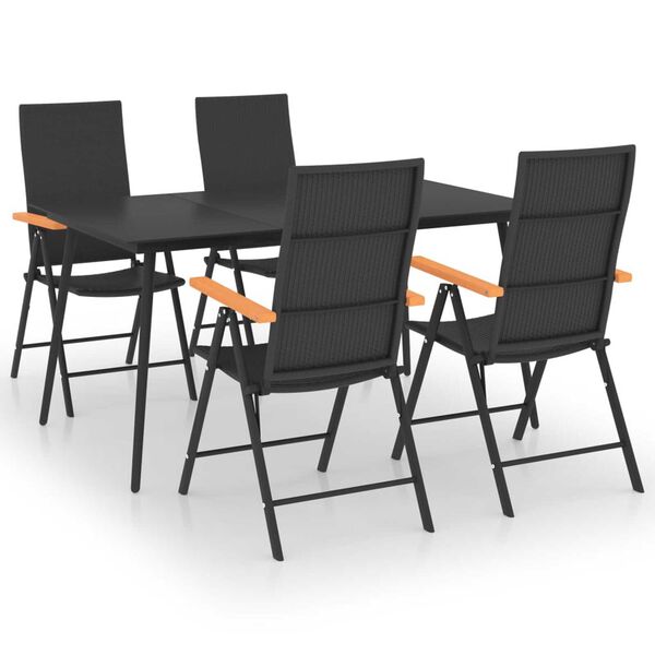 vidaXL 5 Piece Patio Dining Set Black and Brown