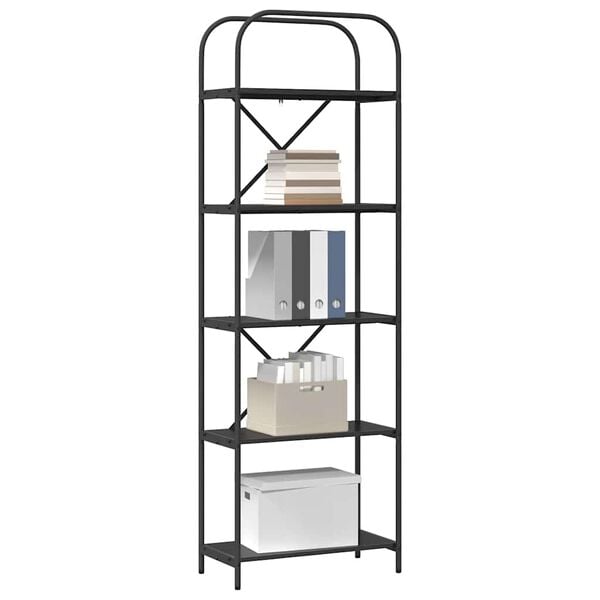 vidaXL Bookshelf Black Oak 23.62 x 11.81 x 72.05 in Engineered wood