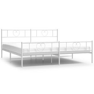 vidaXL Bed Frame White Steel Double Bed Bed Frame Rectangular Modern