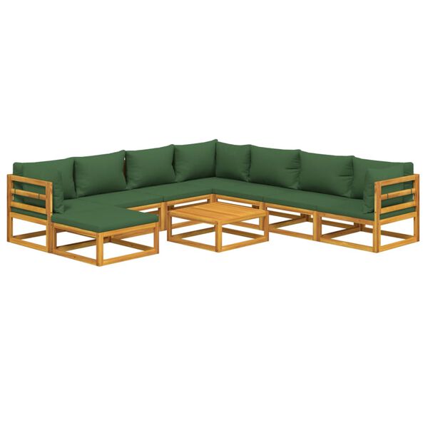vidaXL Garden Lounge Set Natural wood and green Solid Acacia wood