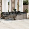 vidaXL Garden Sofa Set Grey PE rattan, powder-coated steel, tempered glass