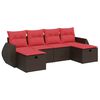 vidaXL 6 Piece Patio Sofa Set with Cushions Brown Poly Rattan