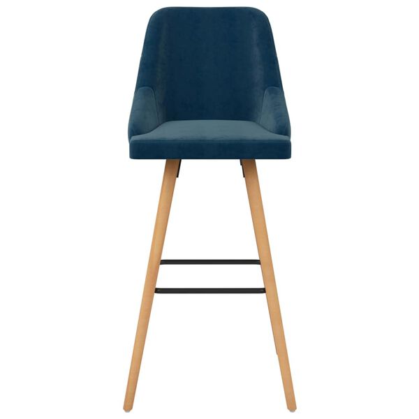 vidaXL Bar Chair Set of 2 Blue Velvet (100% polyester), solid beech wood