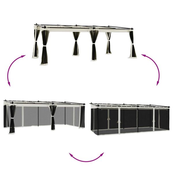 vidaXL Gazebo with Mesh Walls Cream 19.7'x9.8' Steel