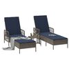 vidaXL Sun lounger Reclining 2 pcs Gray 35 x 35 x 32cm poly rattan