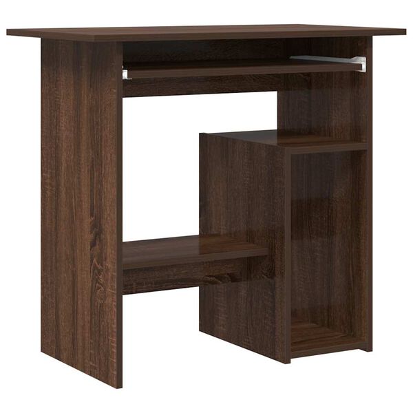 vidaXL Desk Brown Oak Engineered Wood Compact Desk Rectangular