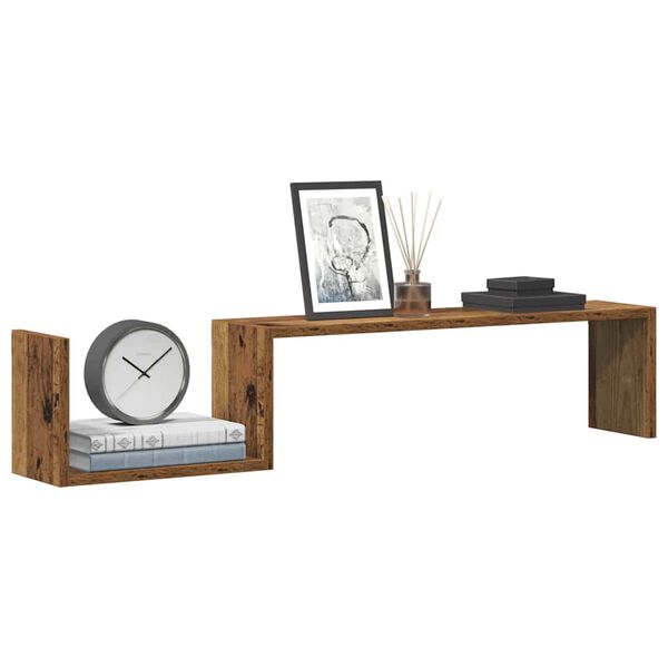 vidaXL Wall Shelf Set of 2 Old wood Engineered wood Medium Wall Shelf