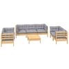 vidaXL Garden Lounge Set Grey Solid pinewood, fabric (100% polyester)