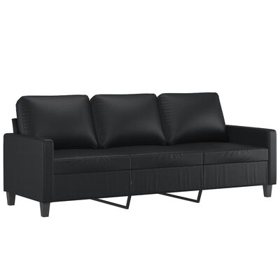 Black sofa with three back cushions and metal legs in a similar design