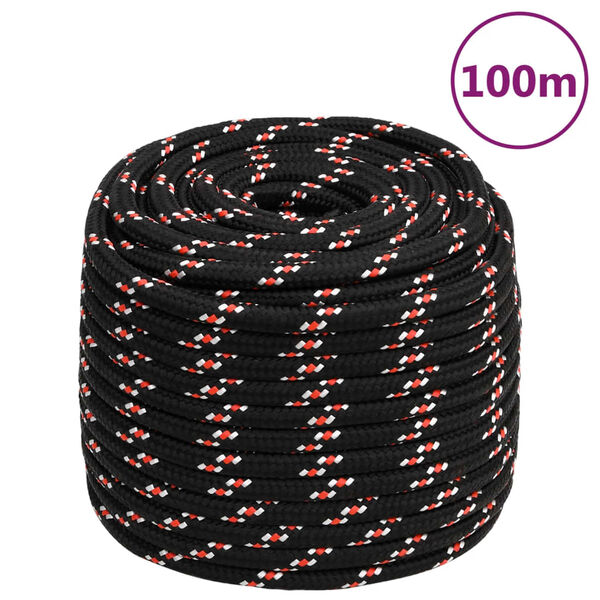 vidaXL Boat Rope Black 0.63 " 328.1 ' Polypropylene