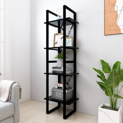 vidaXL 4-Tier Book Cabinet Black 15.7"x11.8"x55.1" Engineered Wood