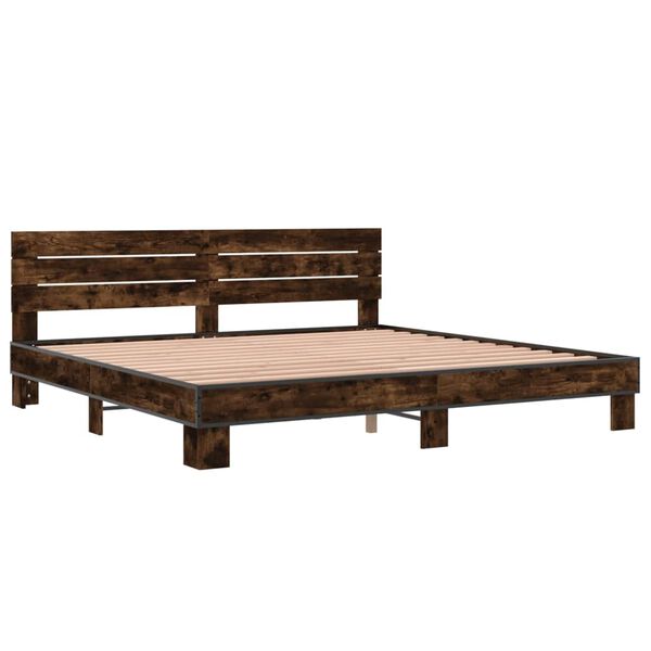 vidaXL Bed Frame Smoked Oak Engineered wood Super King Durable