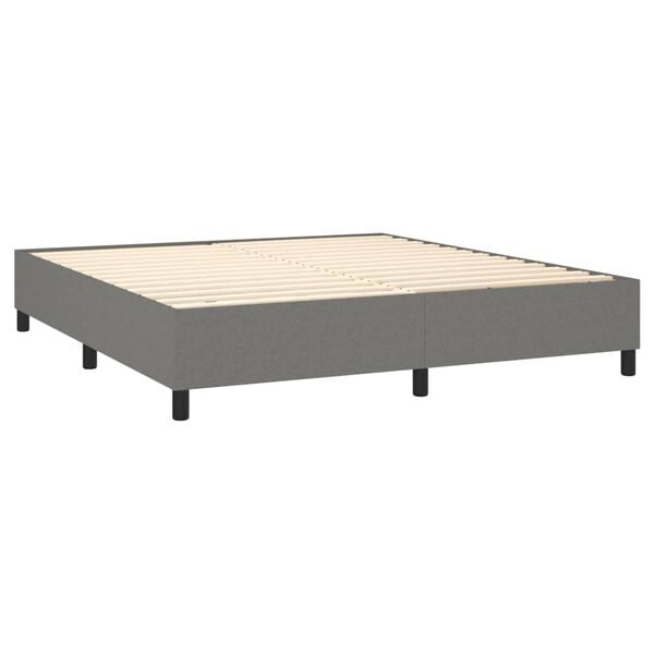 vidaXL Bed Frame Dark Gray Fabric (100% polyester), Plywood, Engineered wood