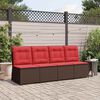 vidaXL Garden Sofa with Cushion Brown and Red Poly Rattan