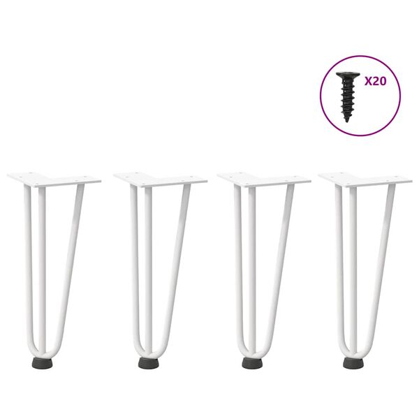 vidaXL Hairpin Table Leg White Solid powder-coated steel Medium Durable