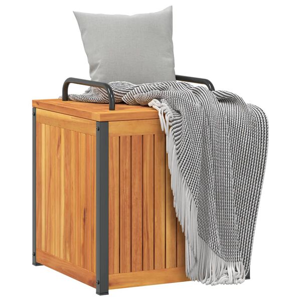 vidaXL Cushion Box Brown Solid Acacia wood, powder-coated steel