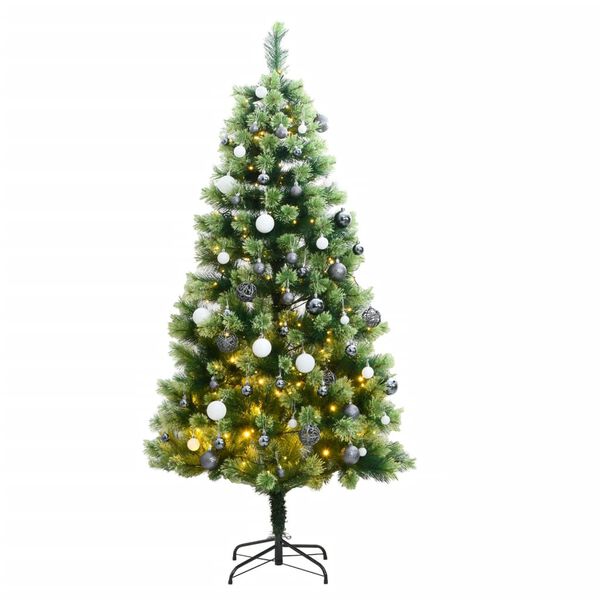vidaXL Artificial Hinged Christmas Tree Green PVC Medium Foldable