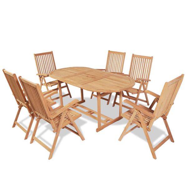 vidaXL Outdoor Dining Set Natural Teak Solid Teak Wood Large Foldable