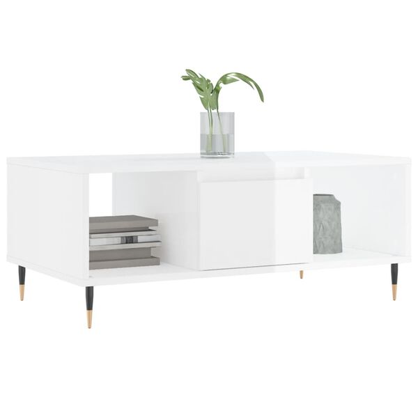 vidaXL Coffee Table High gloss white Engineered wood, metal Medium