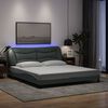 vidaXL Bed Frame with LED without Mattress "Hvar" Light Gray 72"x83.9"Fabric