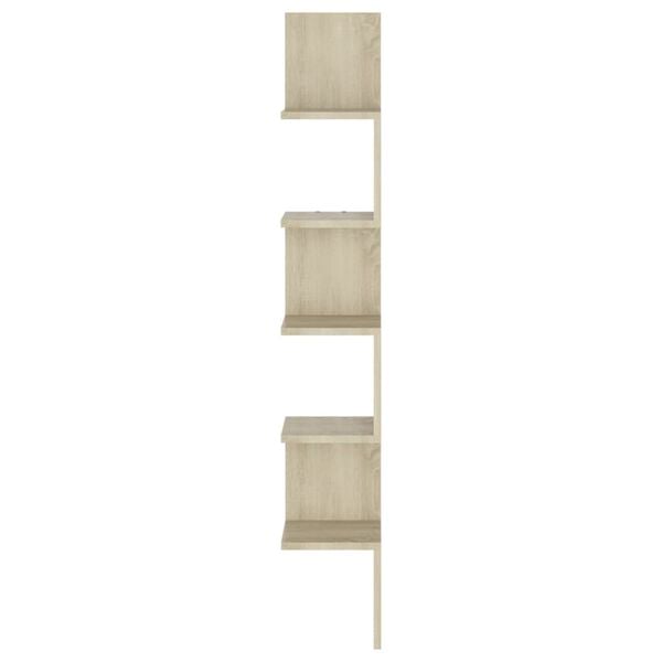 vidaXL Wall Corner Shelf Sonoma Oak Engineered Wood 7.9 x 7.9 x 50.2 in