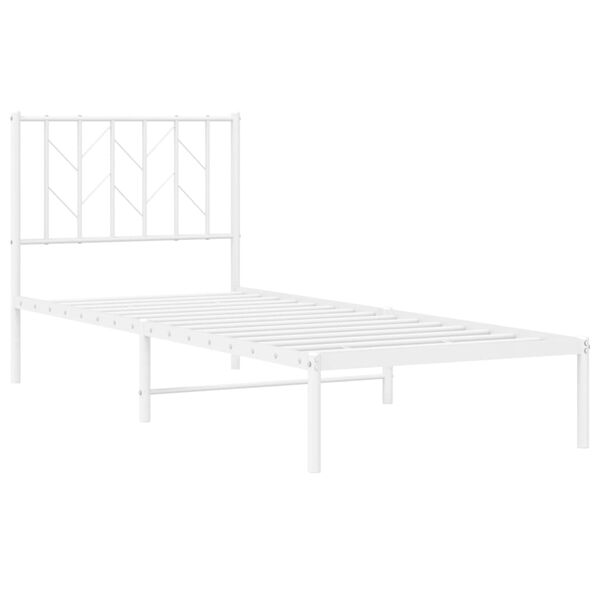 vidaXL Bed Frame White Steel Single Bed Frame Rectangular