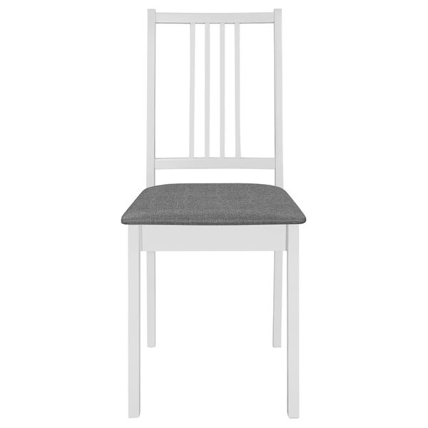 vidaXL Dining Chair Set of 6 White and Grey Solid Wood and 100% Polyester