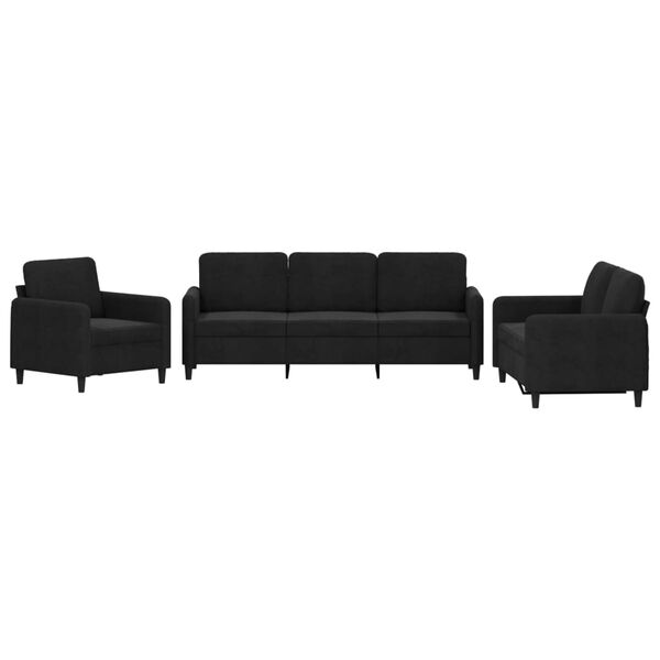 vidaXL Sofa Set Black Velvet (100% polyester), Metal, Textilene, Plywood